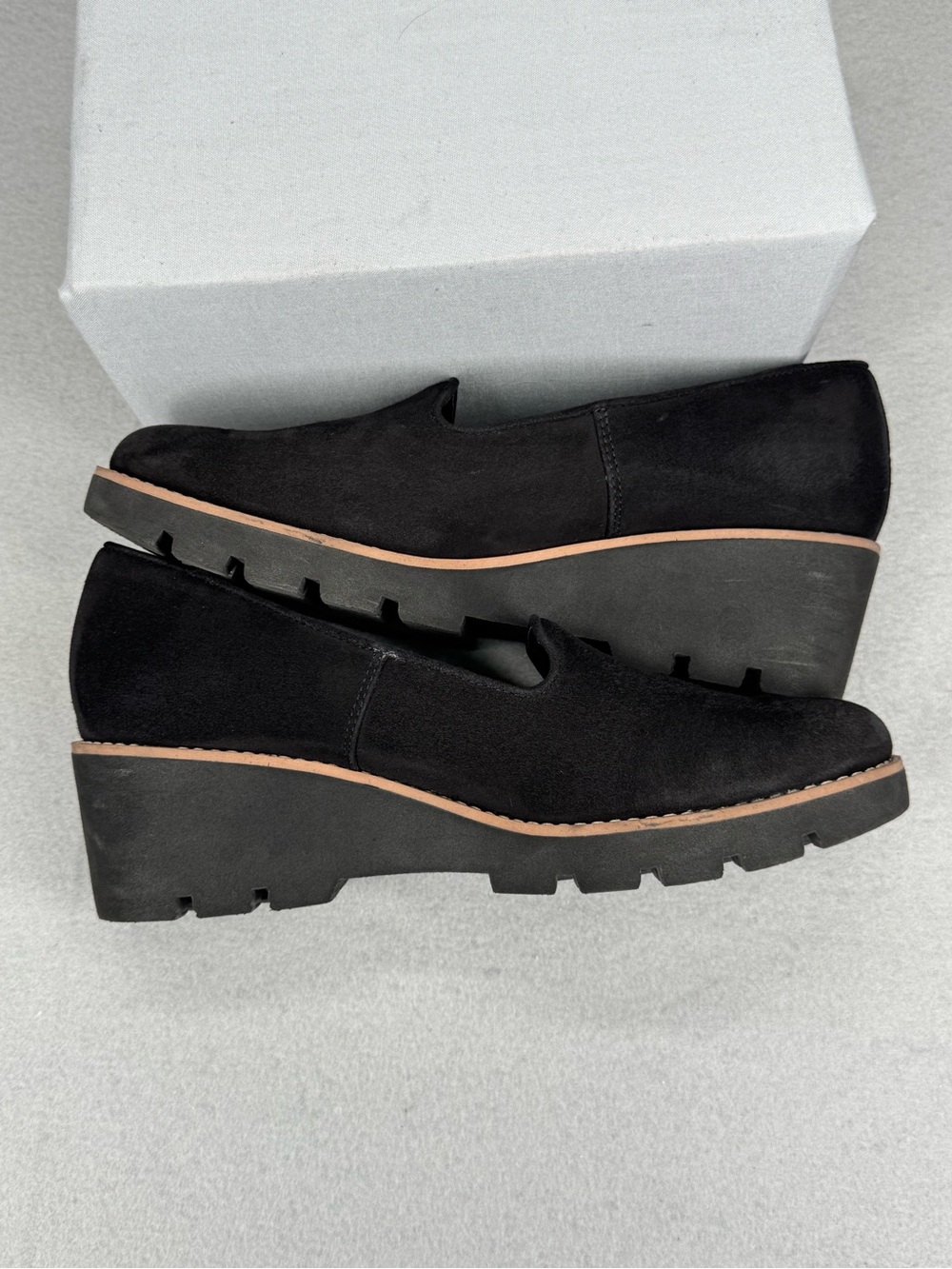 Vionic Willa Wedge Black Suede Water Repellent Slip On Womens Comfort Loafer 8